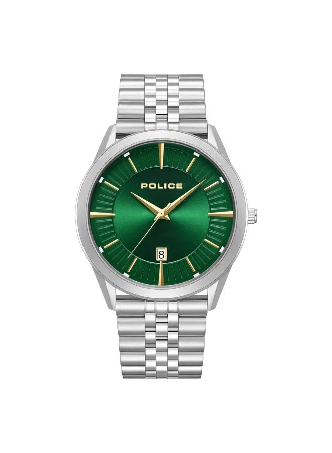 بوليس Patriot Green Dial Stainless Steel Bracelet Analog Watch for Men, 44mm